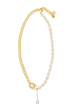 14k Gold-Filled Connection Buckle Freshwater Akoya Pearl Necklace