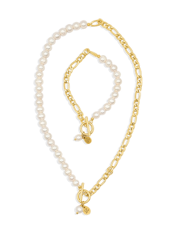 OT Half Moon Freshwater Pearl Necklace & Bracelet Set