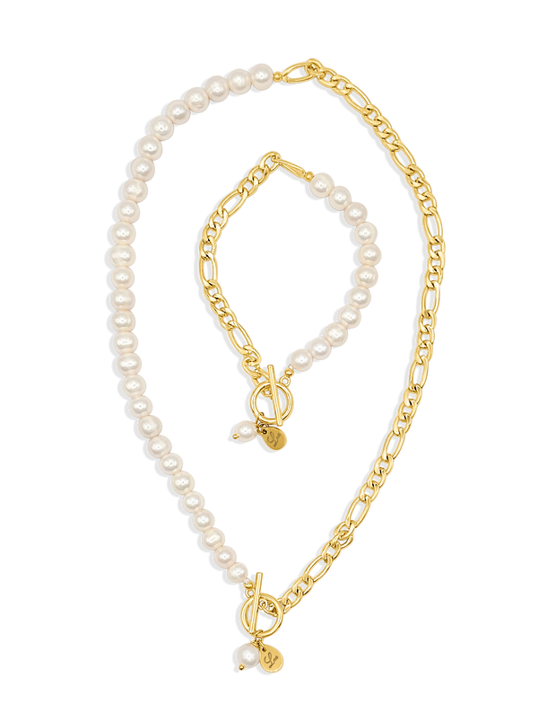 OT Half Moon Freshwater Pearl Necklace & Bracelet Set