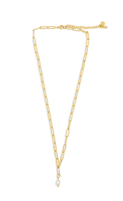 18k Gold Filled Paperclip Chain Choker Freshwater Pearl Necklace