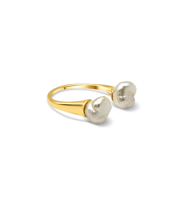 18k Gold Filled Open Ring With Freshwater Pearls