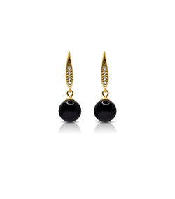 AAA 10mm Natural South Sea Round Black Baroque Pearl Drop Earrings