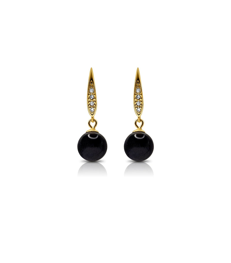 AAA 10mm Natural South Sea Round Black Baroque Pearl Drop Earrings
