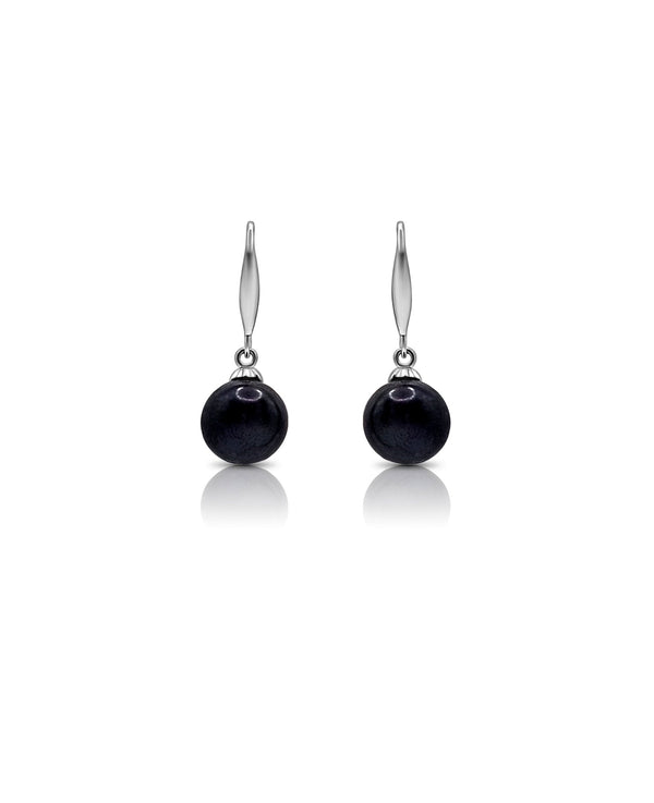 AAA 10 x 12mm Black Tahitian Pearl Drop Earrings