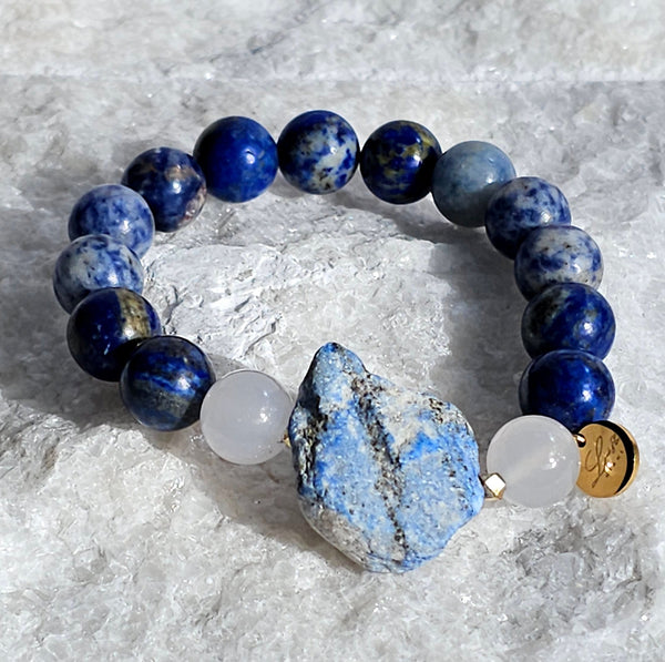12mm Natural Lapis Lazuli Beads Bracelet with Rough Lapis Lazuli Stone 4