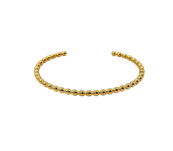 Golden Round Beads Open Bangle Bracelet