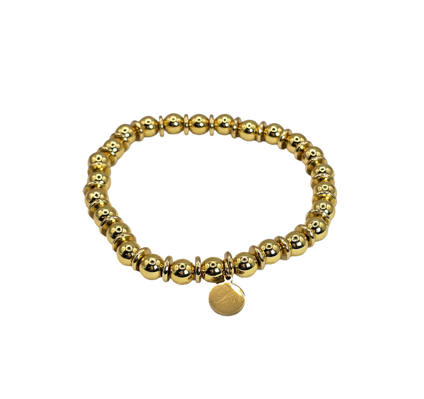 6mm Gold-Plated Beads Stretch Bracelet