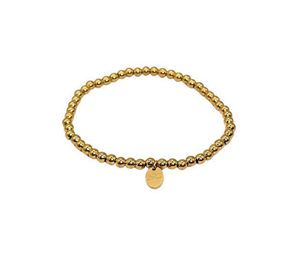 18k Gold-Filled Beads Stacking Bracelets 3/4/5mm - Gold/Silver