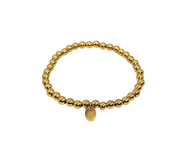 18k Gold-Filled Beads Stacking Bracelets 3/4/5mm - Gold/Silver