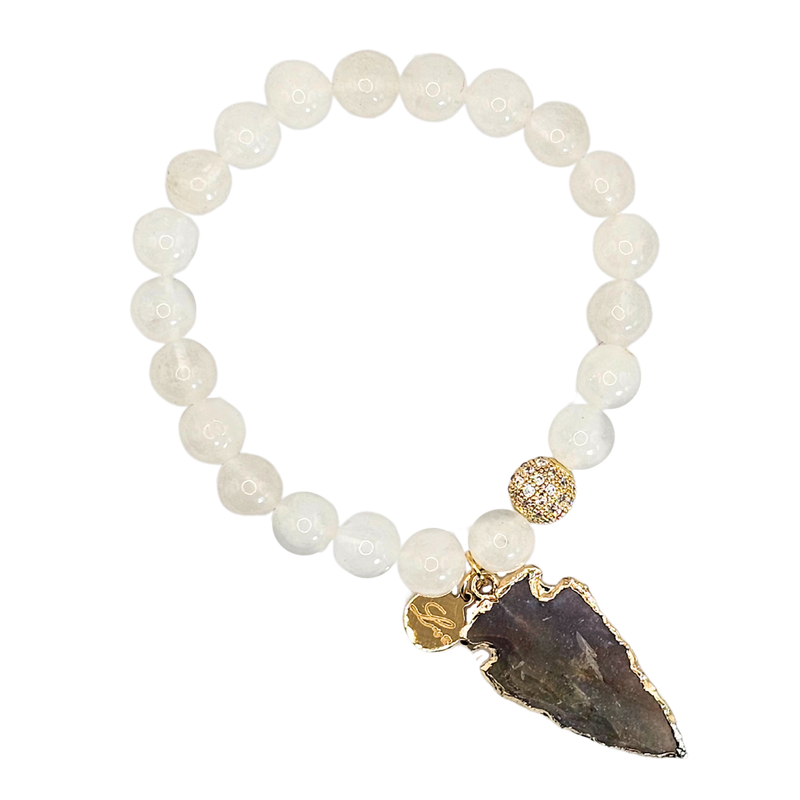 9mm Gemstone Healing Crystal Quartz Beads with Arrowhead Charm
