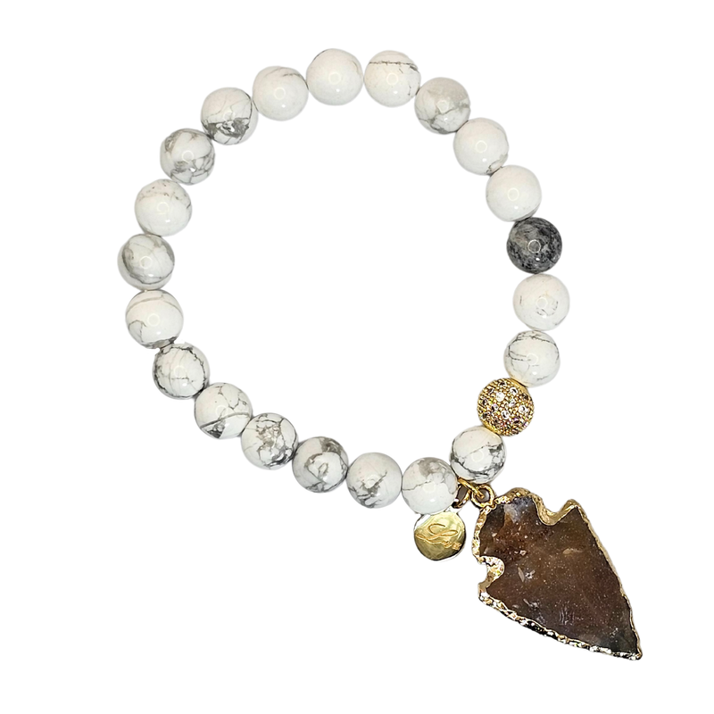 9mm Gemstone Healing Crystal Quartz Beads with Arrowhead Charm