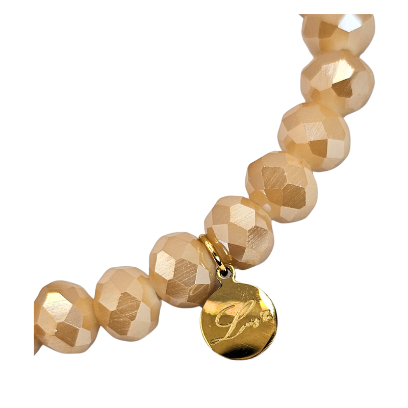 7mm Peach Crystal Beads Bracelet