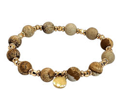 8mm Wood Grain Beads with Gold Spacers
