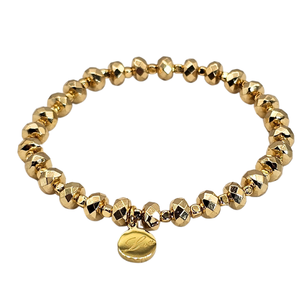 3mm Gold Faceted Bead Bracelet
