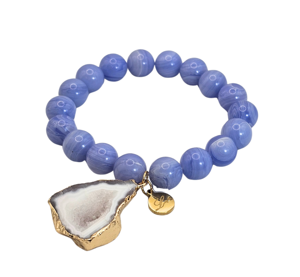 Natural Agate Stone Bracelet with Druzy Geode Agate Slice Charm Bracelets