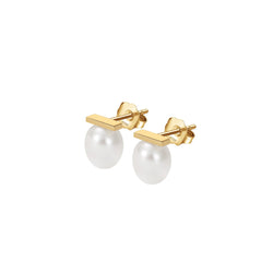 Chloe 14k Gold Plated Freshwater Pearl Stud Earrings