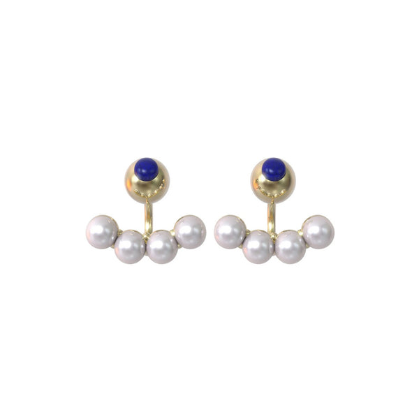 Vicky 14k Gold Plated Lapis Lazuli Freshwater Stud Earrings