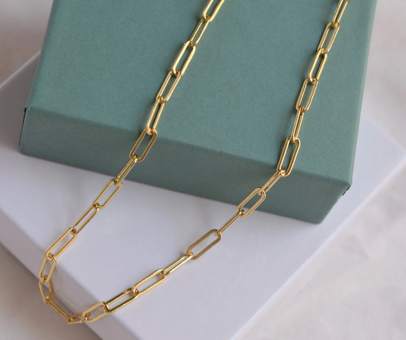 18k Gold Filled Paperclip Chain Choker Layering Necklace