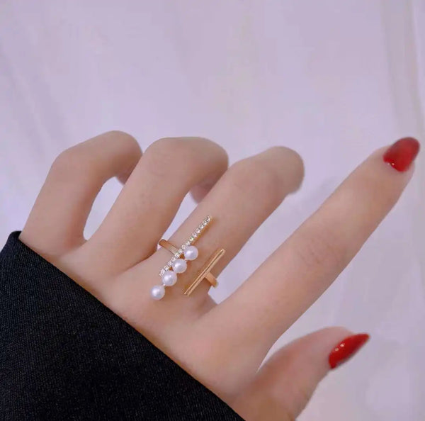 14k Gold Filled Double Beam Ring With Freshwater Pearls