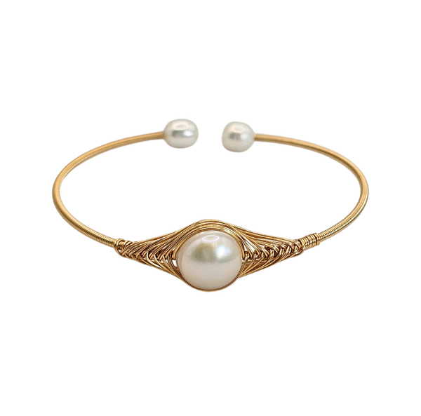 Reflections Freshwater Pearl Adjustable Cuff - White