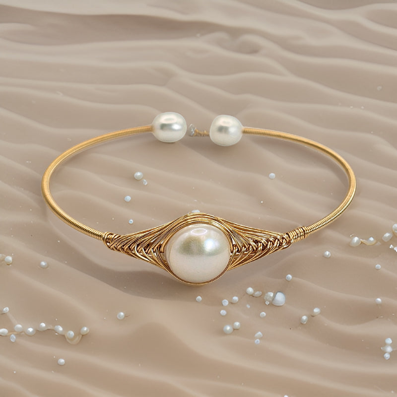 Reflections Freshwater Pearl Adjustable Cuff - White