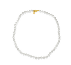AAAA 7-8mm Akoya White Pearl Necklace 18 inches 14k Gold Clasp