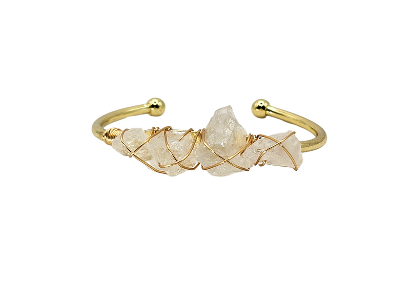 Wire-Wrapped Stone Nuggets Cuff Bangle - Small