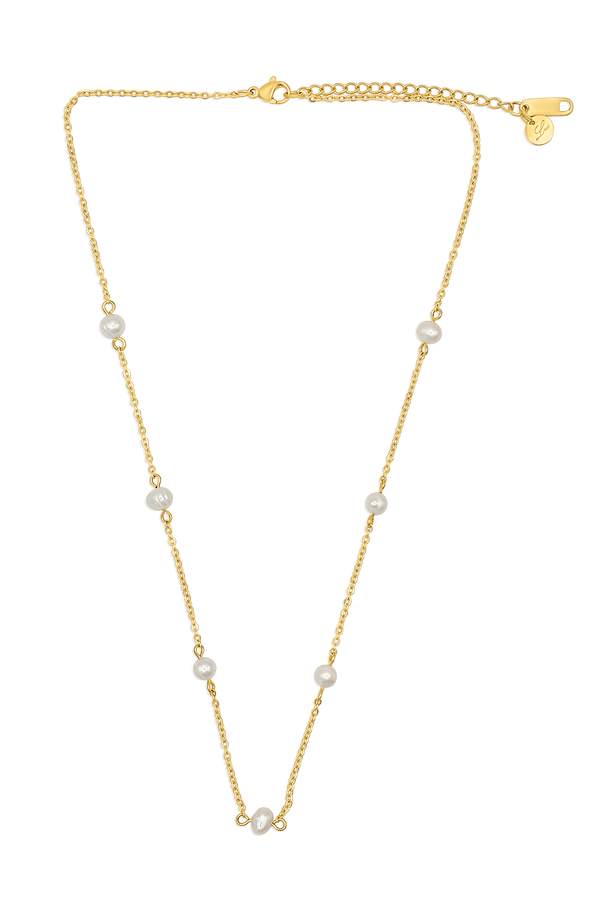 Dainty 14k Gold Filled Layering Chain Choker Freshwater Pearl Necklace