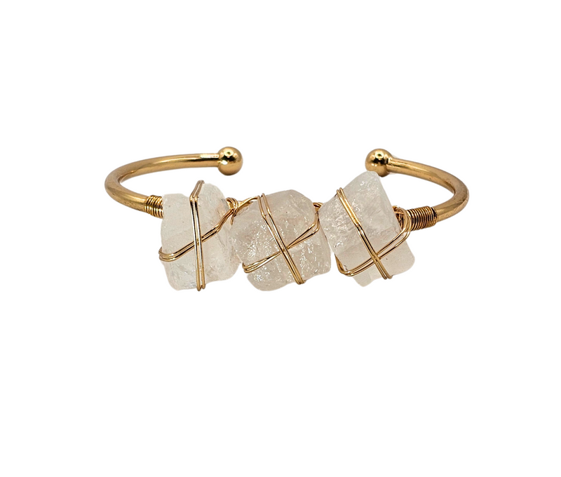 Wire-Wrapped Stone Nuggets Cuff Bangle - Medium