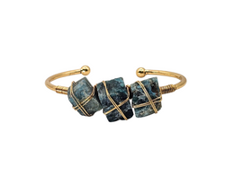 Wire-Wrapped Stone Nuggets Cuff Bangle - Medium