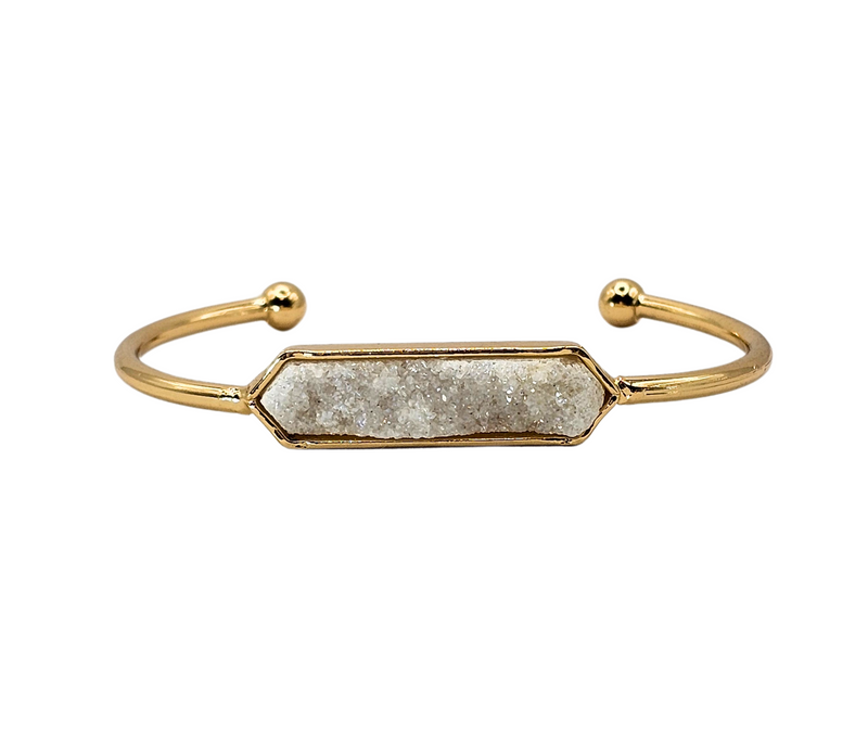 Natural Quartz Druzy Cuff Open Bangle