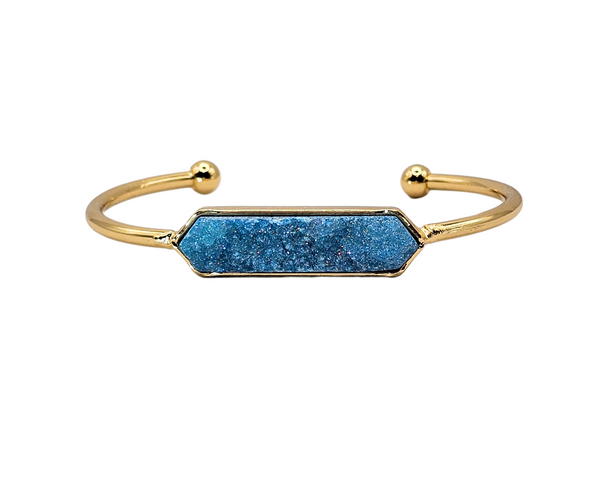 Natural Quartz Druzy Cuff Open Bangle