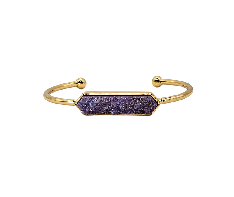 Natural Quartz Druzy Cuff Open Bangle