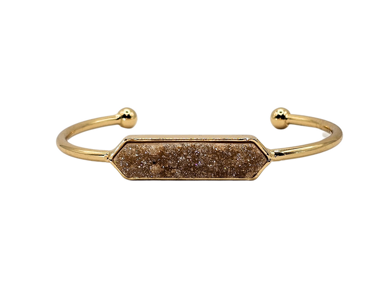 Natural Quartz Druzy Cuff Open Bangle