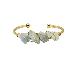 Wire-Wrapped Stone Nuggets Cuff Bangle - Small