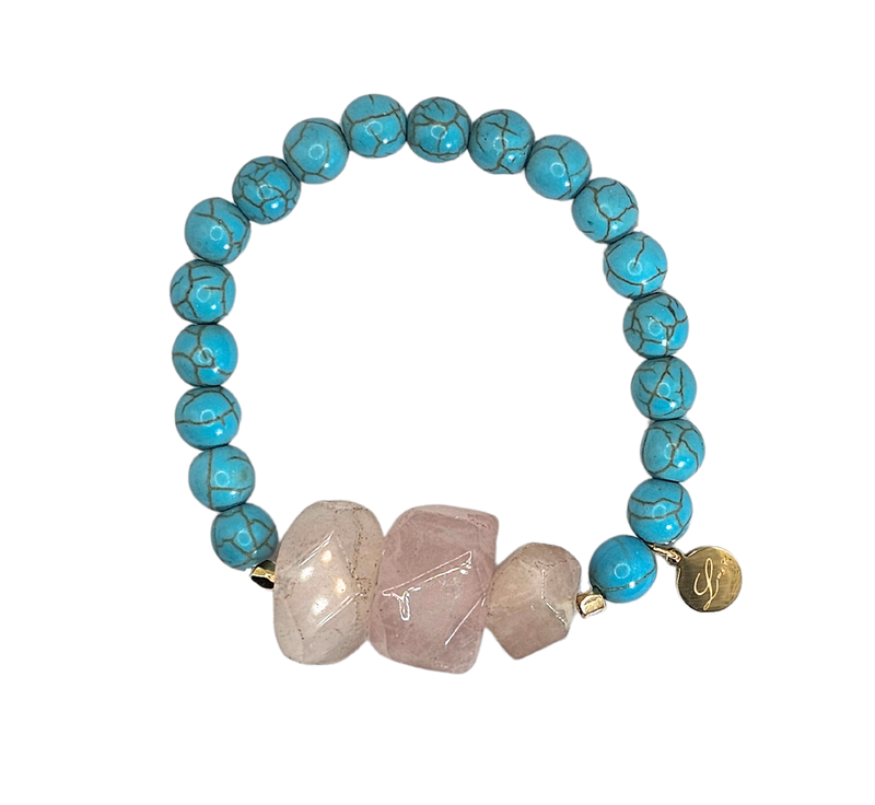 Large Semi-Precious Cut Nugget Agate Quartz Stones Bracelet