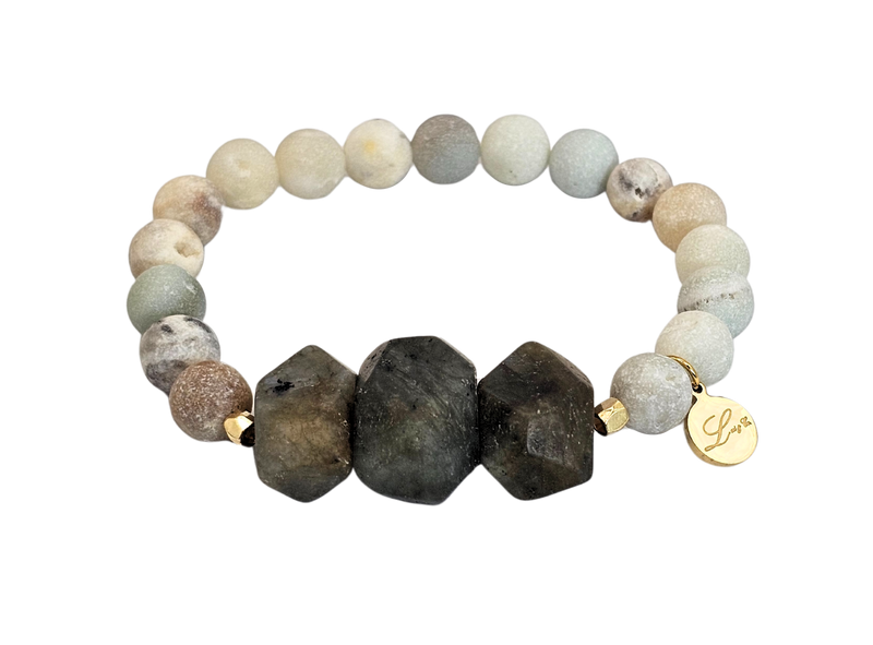 Large Semi-Precious Cut Nugget Agate Quartz Stones Bracelet