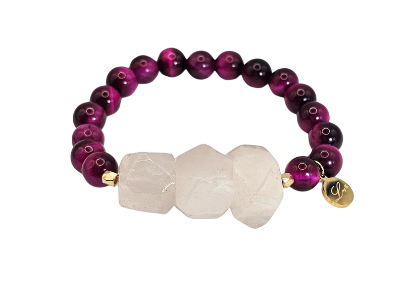 Large Semi-Precious Cut Nugget Agate Quartz Stones Bracelet