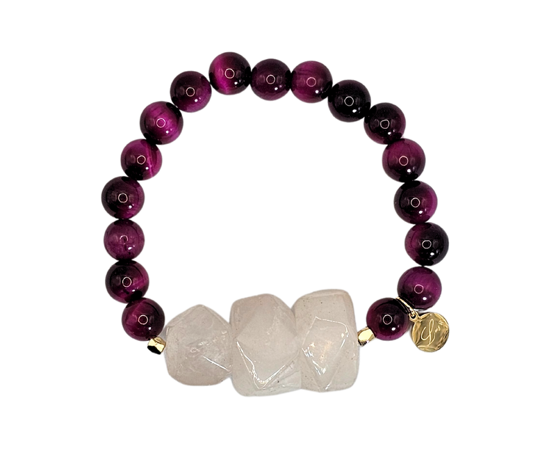 Large Semi-Precious Cut Nugget Agate Quartz Stones Bracelet