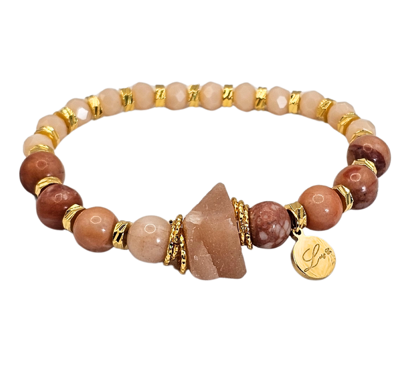 6-8mm Pink Aventurine With Quartz Stone Bracelet