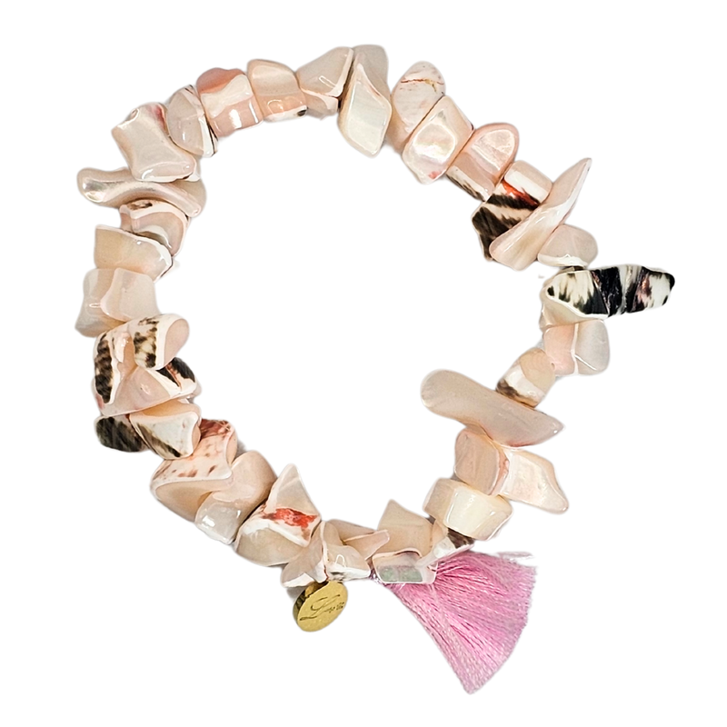 Mother of Pearl Chips Bracelet With Tassel