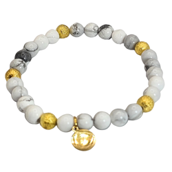 6mm Howlite & Gold Beads Bracelet