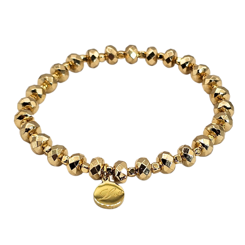 3mm Gold Faceted Bead Bracelet