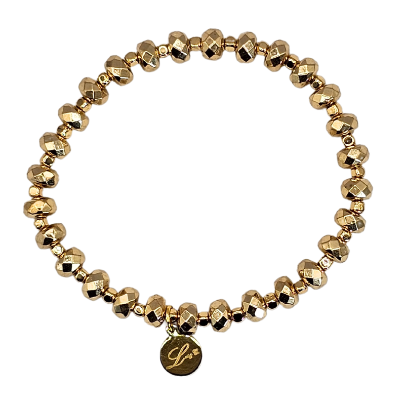 3mm Gold Faceted Bead Bracelet