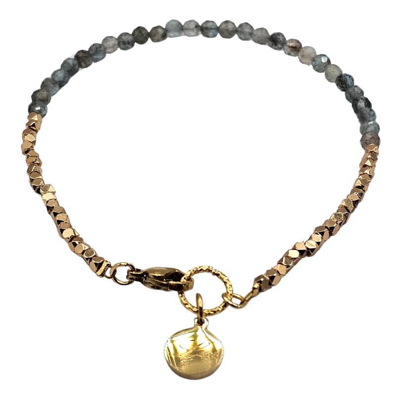 Dainty 3mm Gemstones & Faceted Gold Beads Bracelet