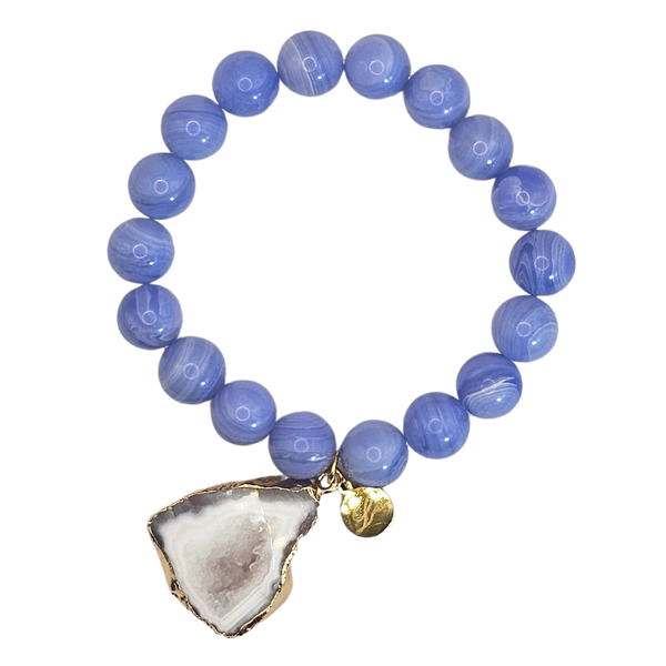 Natural Agate Stone Bracelet with Druzy Geode Agate Slice Charm Bracelets