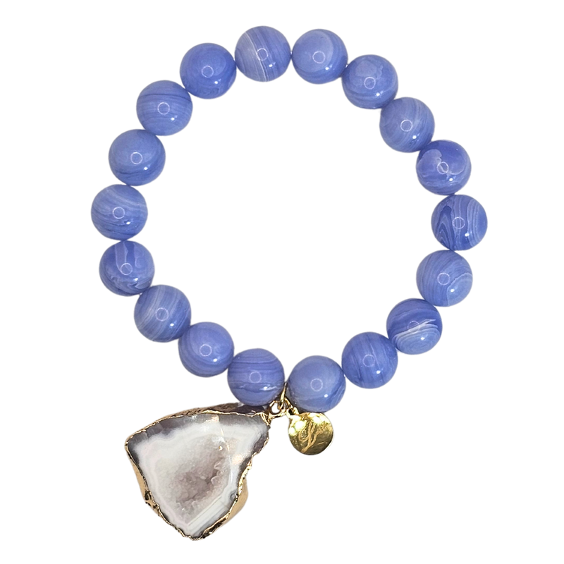 Natural Agate Stone Bracelet with Druzy Geode Agate Slice Charm Bracelets