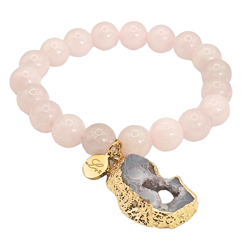 Natural Agate Stone Bracelet with Druzy Geode Agate Slice Charm Bracelets