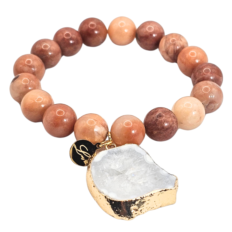 Natural Agate Stone Bracelet with Druzy Geode Agate Slice Charm Bracelets