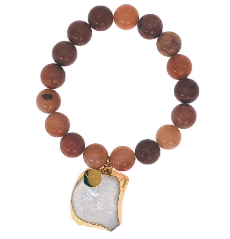 Natural Agate Stone Bracelet with Druzy Geode Agate Slice Charm Bracelets